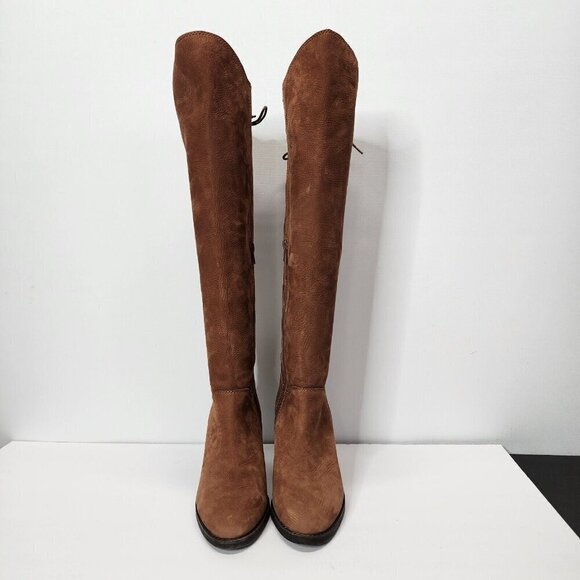 NWOB Lucky Brand Pembe Brown Leather OTK Over the Knee Riding Boots Women's 7 - Picture 7 of 15